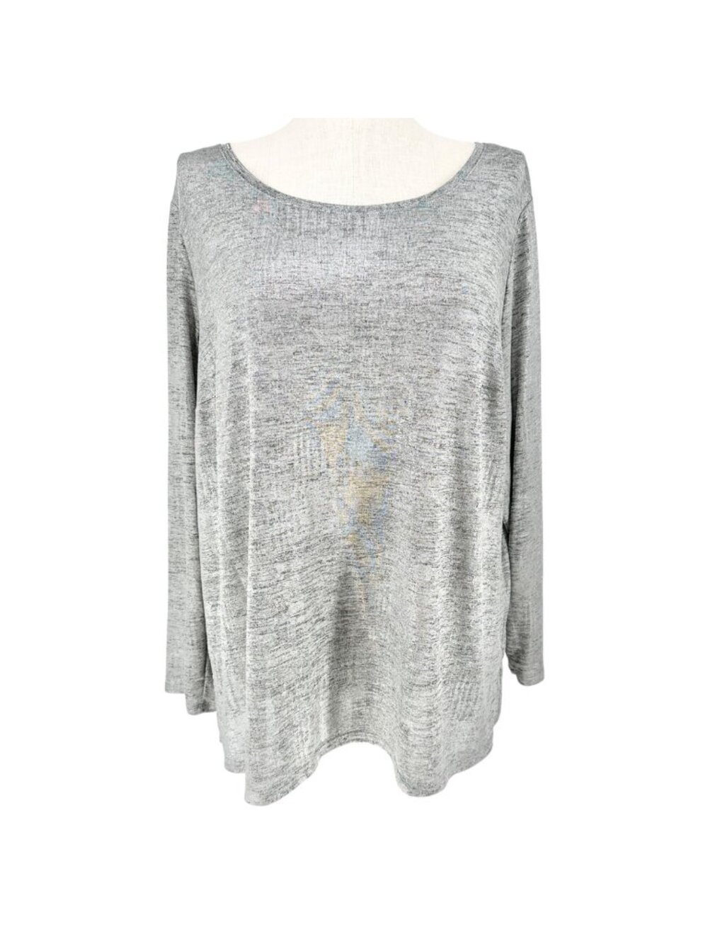 Westport 1962 Top Womens 2X Silvery Gray Long Sleeve Polyester Blend Comfortable